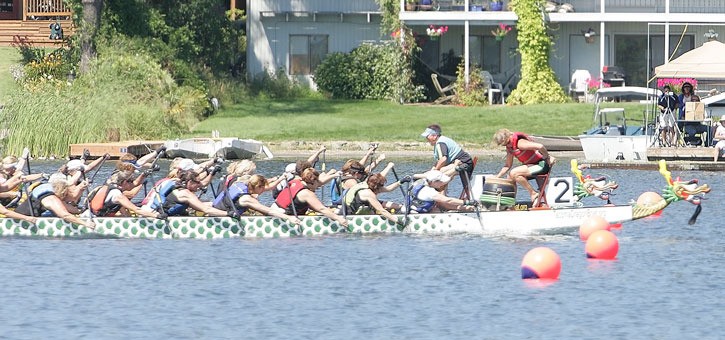 07/10/10 Wasabi Masters Women of Portland Oregon edge out their fellow team and Wasabi Grand Masters for first in the Womens Senior Finals at the Cornucopia Dragon Boat Races Saturday