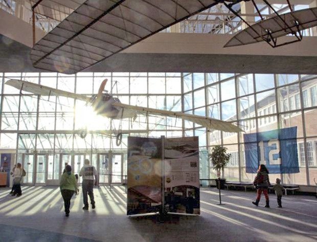 The Museum of Flight lobby looking luminous today. The museum celebrates its 50th birthday with a Sept. 19 public party.