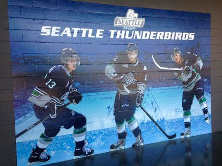 The ShoWare Center recently added a Seattle Thunderbirds mural to its inside corridor walls.