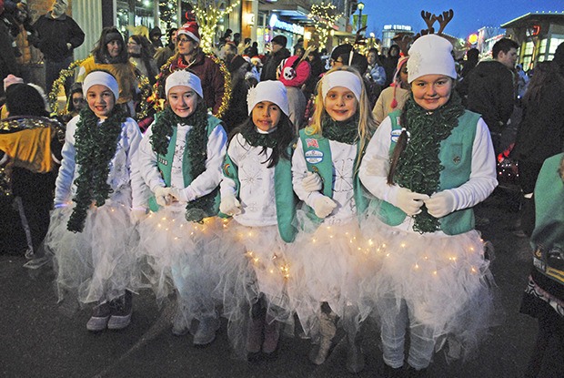 Girl Scouts get ready to participate in this year's Kent Winterfest Parade.