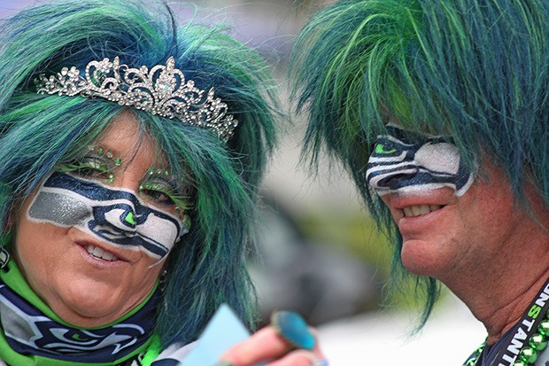 Mr. & Mrs. Seahawk were among the celebrities to appear at Kent's Hawktoberfest.