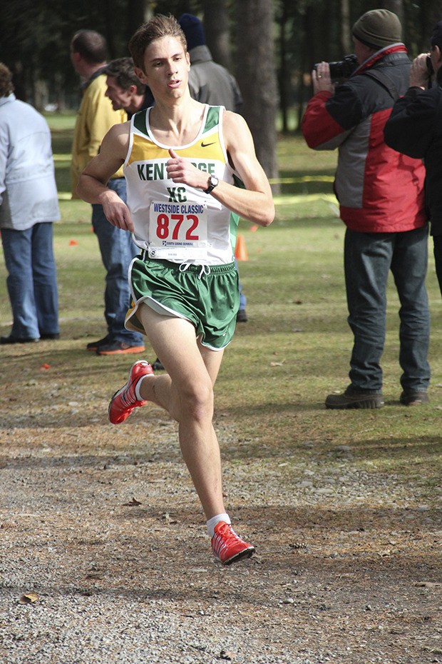 Kentridge’s Isaac Derline runs to a 15th-place finish last Saturday at the cross country district meet.