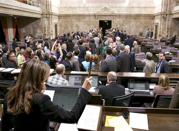 Rep. Tina Orwall presiding over the Sine Die ceremony in the House of Representatives.