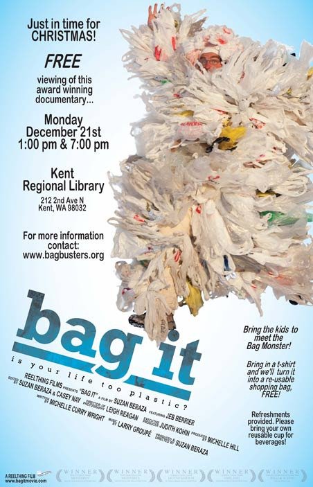 People are invited to a free showing of the documentary 'Bag It' on Dec. 21 at the Kent Regional Library.