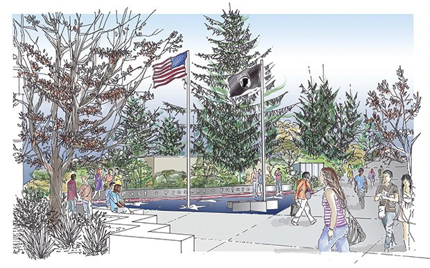 A rendering of Veterans Memorial Plaza at Highline College.