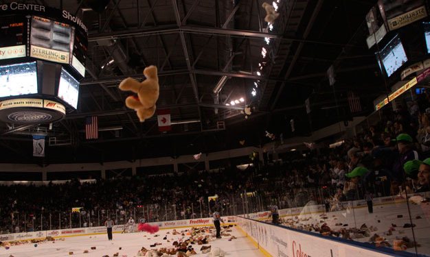 The annual Teddy Bear Toss Game for the Seattle Thunderbirds is Jan. 19 at the ShoWare Center. Fans bring bears to be donated to local police and fire departments for distribution to children in times of emergencies and crisis.