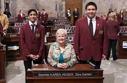 Shyam Rabadia of SeaTac and Mauricio Ayon of Kent join Sen. Karen Keiser