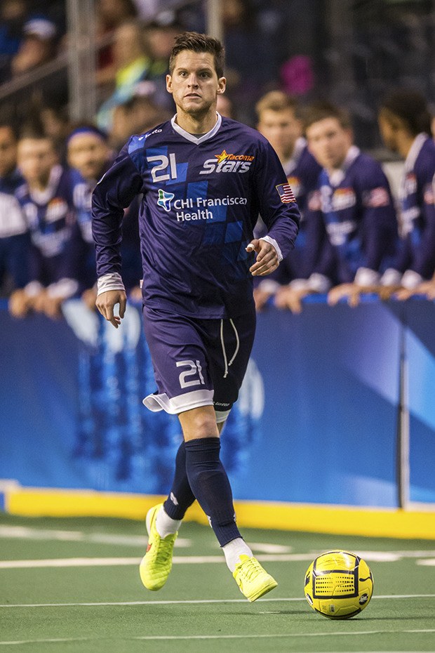 The Stars' Adam West scored twice in his team's 3-2 victory over the Dallas Sidekicks on Jan. 14.