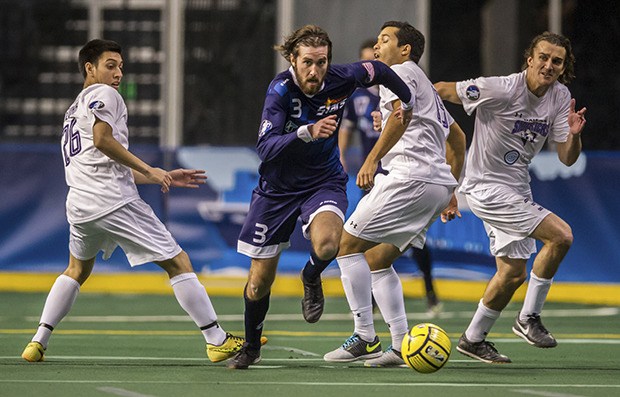 The Stars' Corey Keitz brings the ball upfield against the Sockers in MASL play.