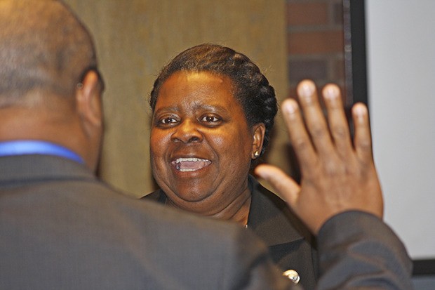 New Kent City Council member Brenda Fincher takes her oath of office Tuesday