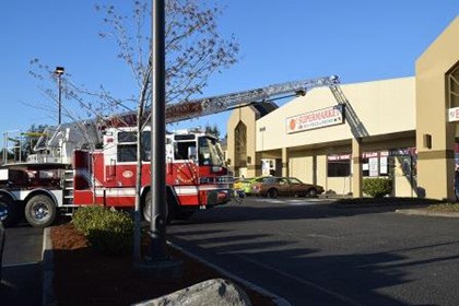 Firefighters respond to a fire at a restaurant in the 25400 block of 104 Avenue Southeast. Crews contained the kitchen fire. There were no injuries.