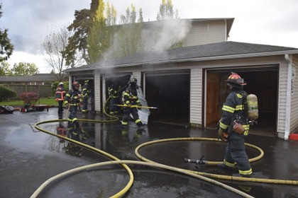 Kent firefighters quickly contained and doused a storage unit fire Tuesday.