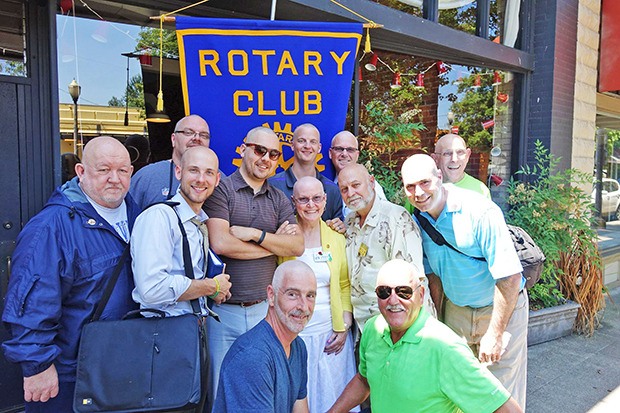 Show of solidarity: Kent Rotary Club members and guests had their heads shaven to support fellow Rotarian