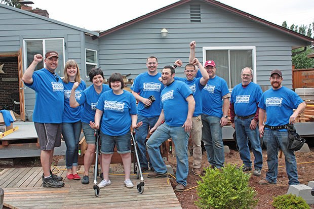 Volunteers came together to build a wheelchair ramp for 17-year old Daisy Jacobsen.