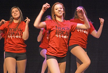 A dance teams performs on stage at a previous Dance for Heart program at Kentridge. The entertainment-filled benefit program returns Feb. 13 at the school.