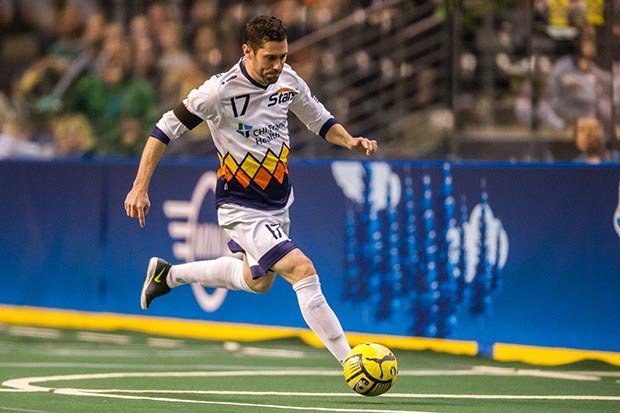 Stars midfielder Joey Gjertsen brings the ball upfield.