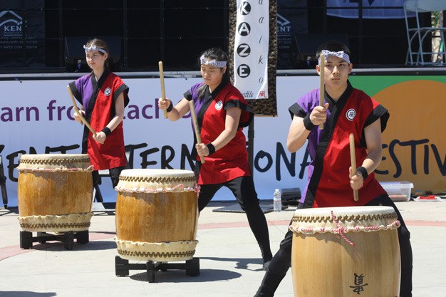 Taiko drummers from the group Kaze Daiko perform at the fifth annual Kent International Festival on Saturday