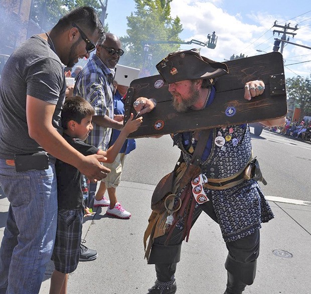 Ahoy Matey! A pirate gives Aaron Gomez