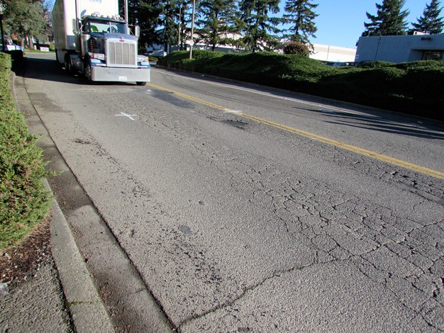 This section of 80th Avenue South shows the type of cracking crews repair with revenue from the city of Kent's B&O tax.