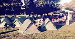 Boy Scouts camp out at Van Doren's Landing in Kent after city and fire officials helped them find a place to stay for one night when other plans fell through.