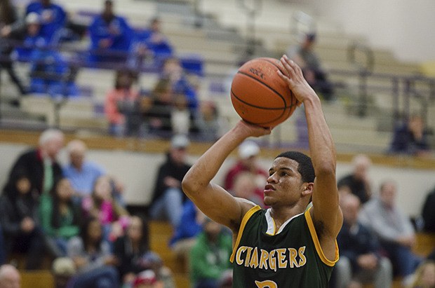 Kentridge's Deon Thomas takes aim at the free throw line during West Central District semifinal play Thursday night. Thomas scored seven points in Kentridge's 63-41 loss to rival Kentwood.