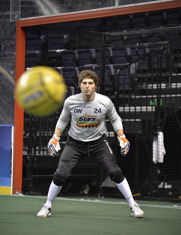 Tacoma Stars goalkeeper Danny Waltman prepares to stop a ball during a recent game. The Stars have two road games this weekend.