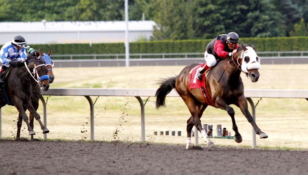 Ten-year-old Assessment streak to a 4 3/4-length victory under Gallyn Mitchell in the $14