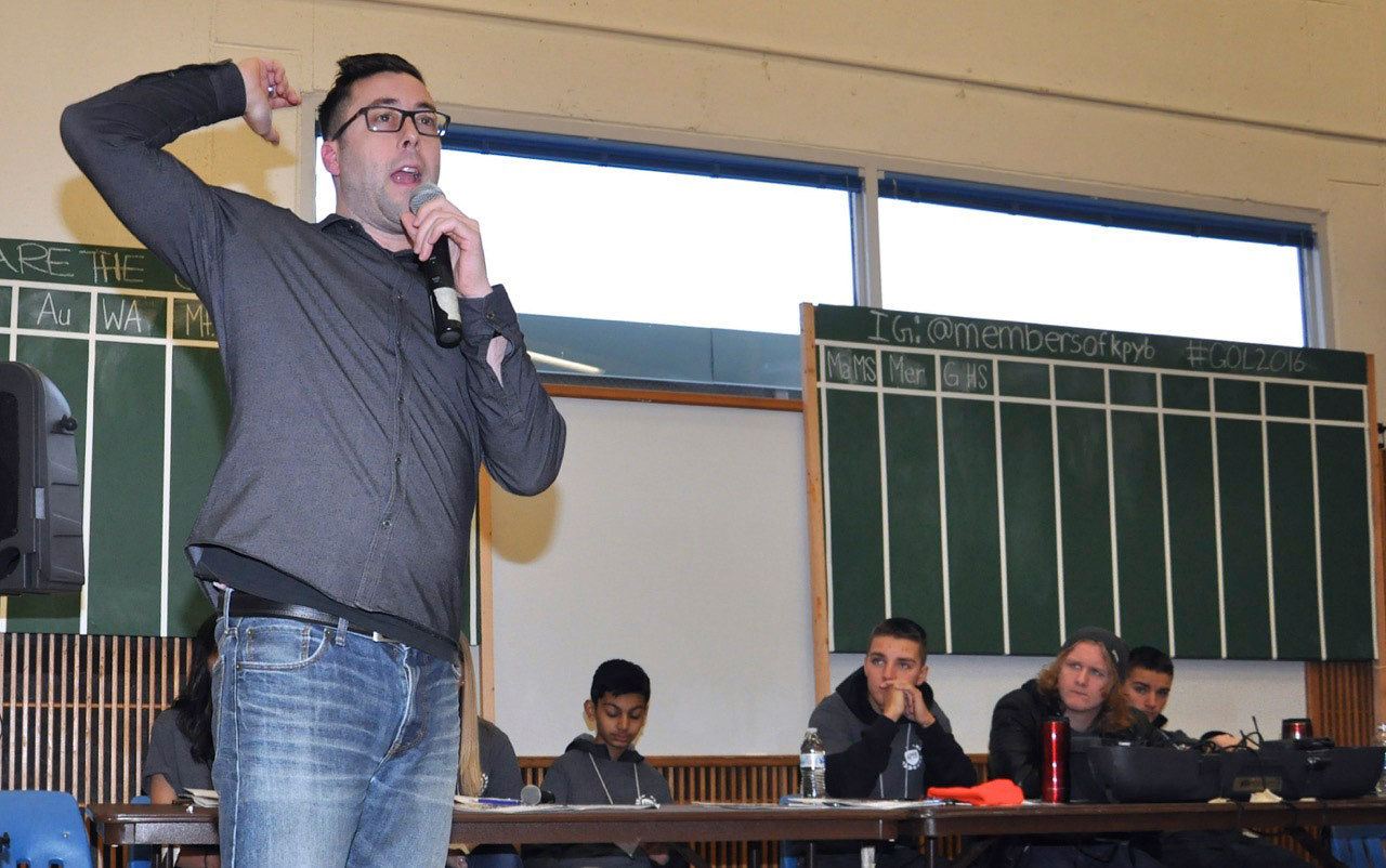 Brandon Stogsdill, a mental health counselor who dedicates his time to youth health and wellness, delivers the keynote address to teens at the Game of Life Youth Conference. RACHEL CIAMPI, Reporter