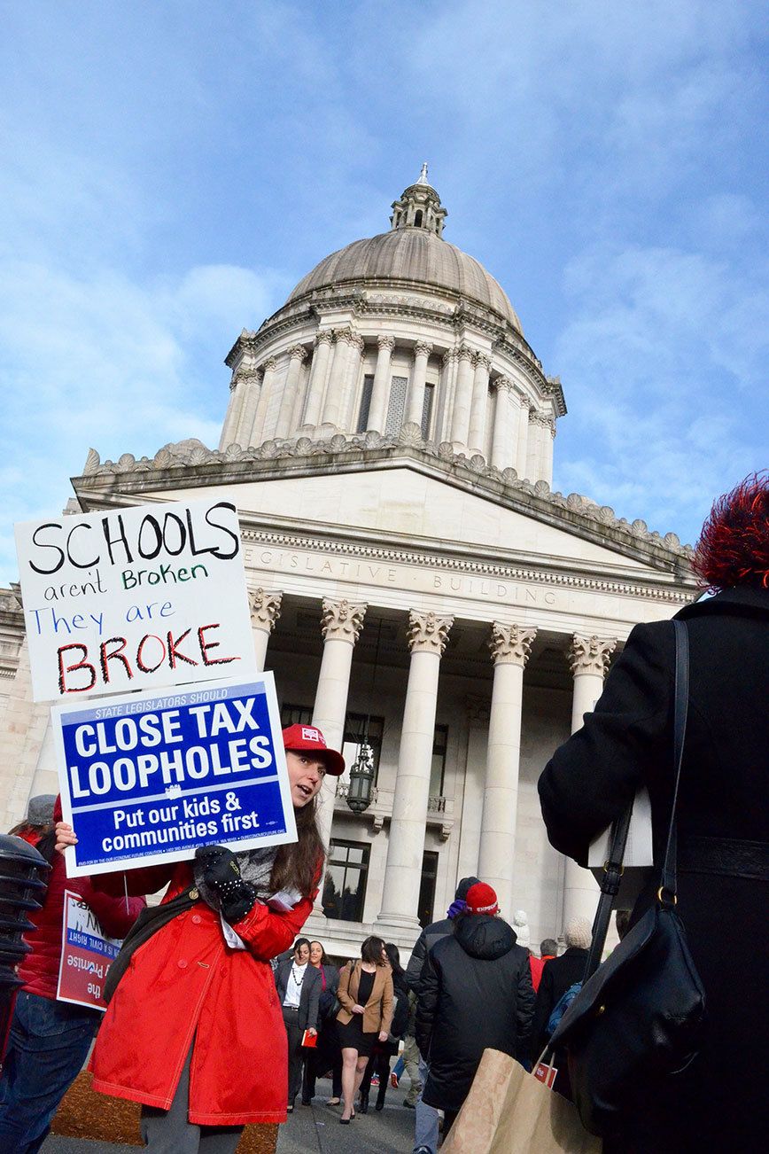 Rally gets legislators’ attention on education funding mandate