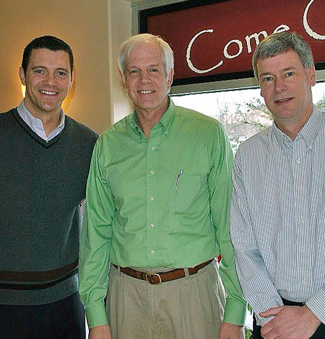 Sen. Joe Fain, far left, Rep. Mark Hargrove and Rep. Pat Sullivan.