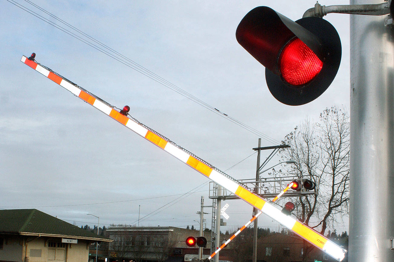 Railroad crossing arms stuck down at several Kent streets