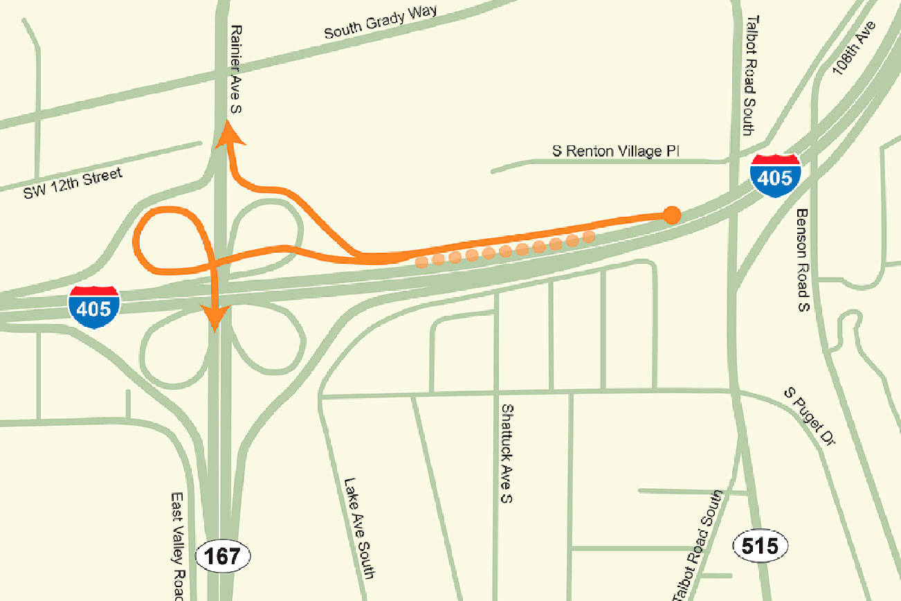 Traffic change coming soon to southbound I-405 near SR 167 interchange