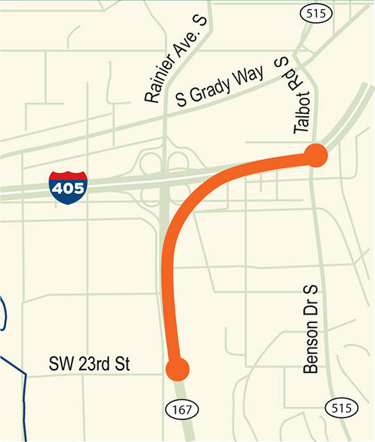 Long-term overnight lane closures on SR 167 in Renton and Kent start next week