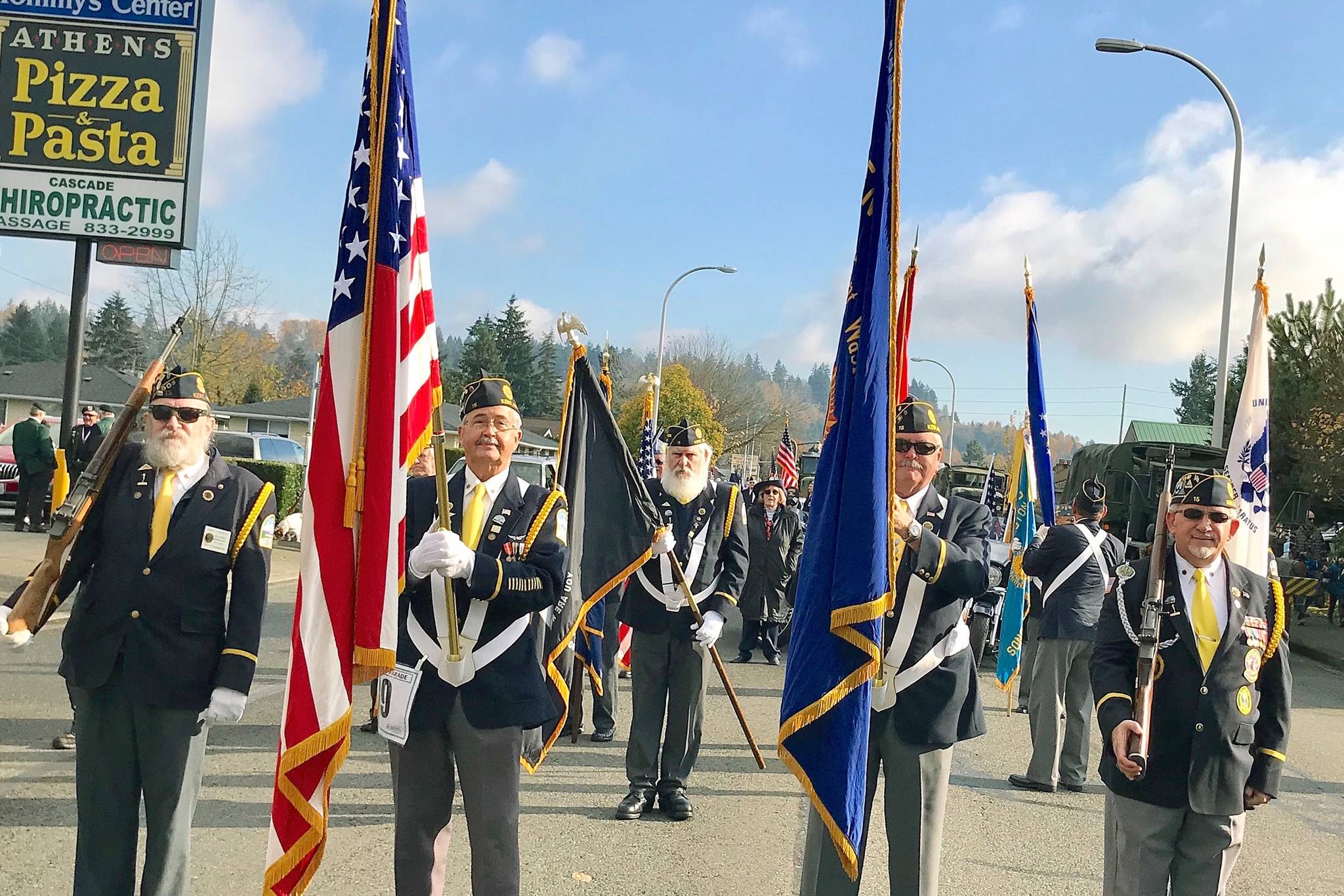 Legionnaires Color/Honor Guard represents Kent at Auburn Veterans Parade