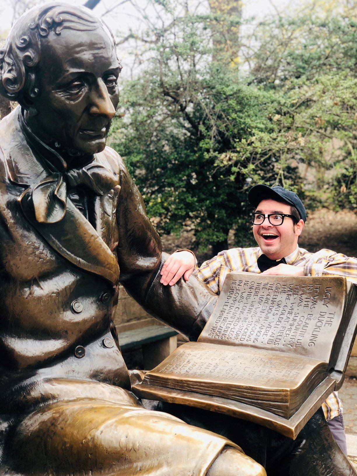 Ugly, the duckling visits Hans Christian Andersen in Central Park. COURTESY PHOTO