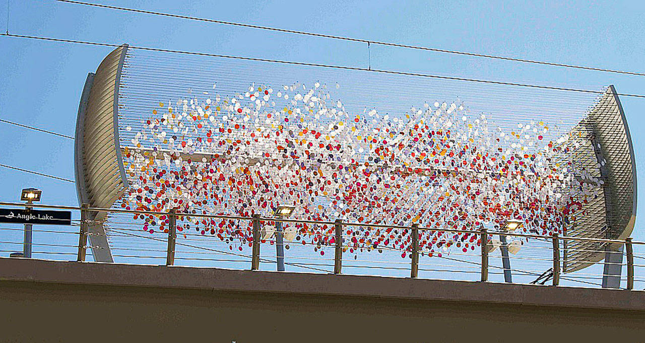 The clouds art display at the light rail Angle Lake Station in SeaTac. COURTESY PHOTO, Sound Transit