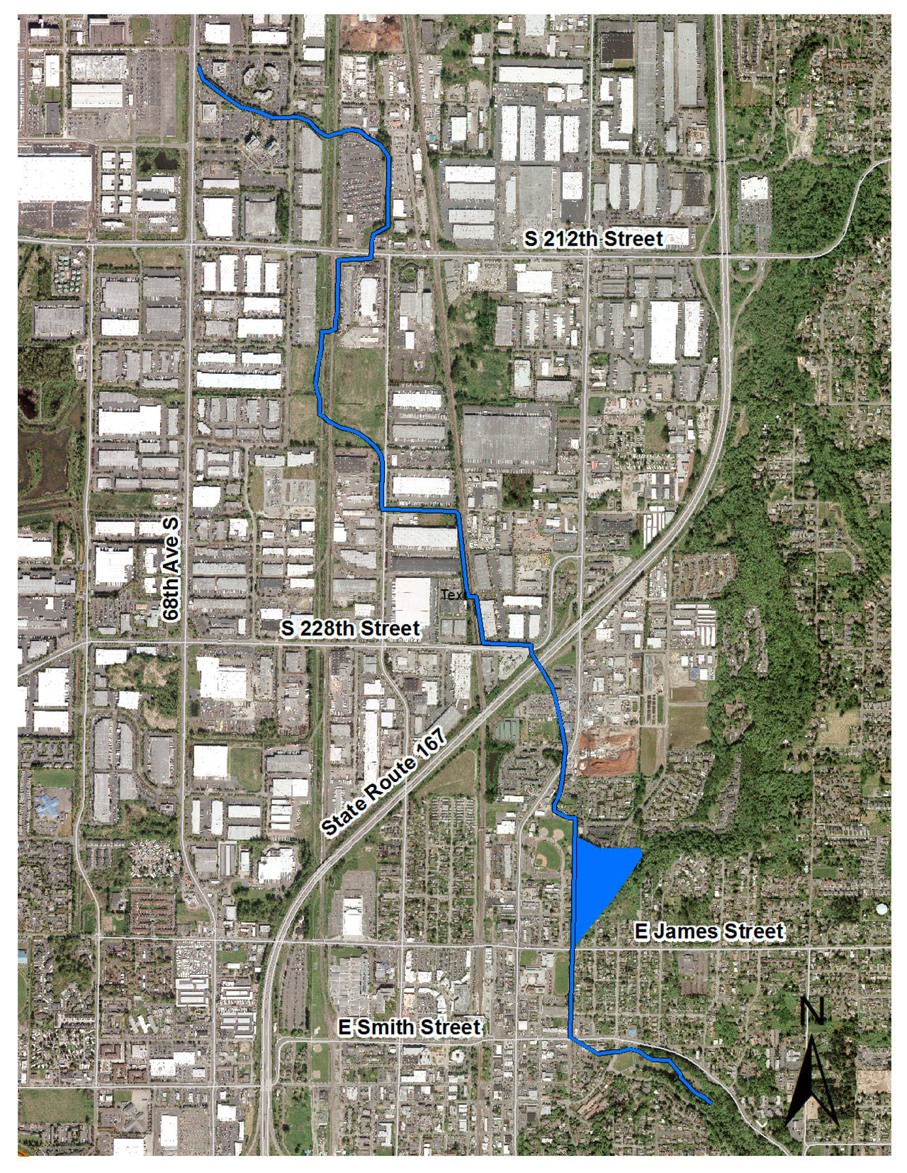 An updated map of the Mill Creek Reestablishment project. COURTESY GRAPHIC, City of Kent