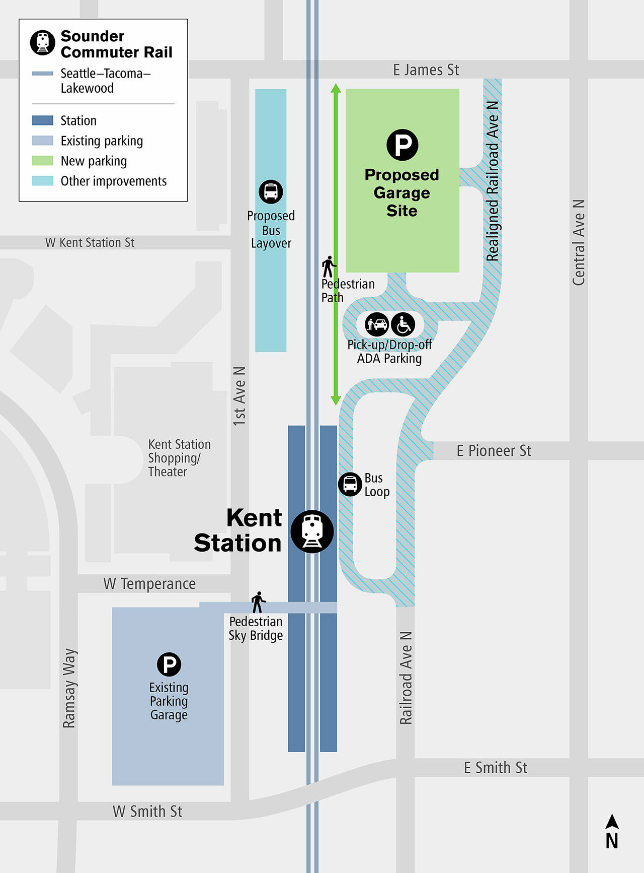 Sound Transit plans to start construction in 2022 on a second Kent Sounder Station parking garage. COURTESY GRAPHIC, Sound Transit