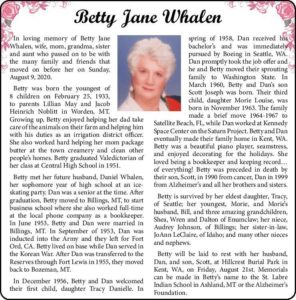 Betty Jane Whalen | Obituary | Kent Reporter