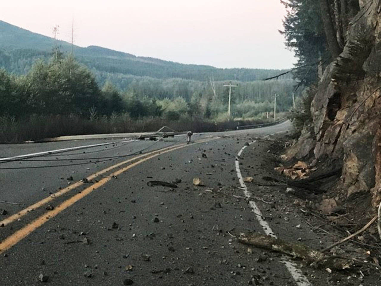 A 14-mile stretch of State Route 410 east of Enumclaw will remain closed for several weeks due to damage from a wildfire. COURTESY PHOTO, state DOT