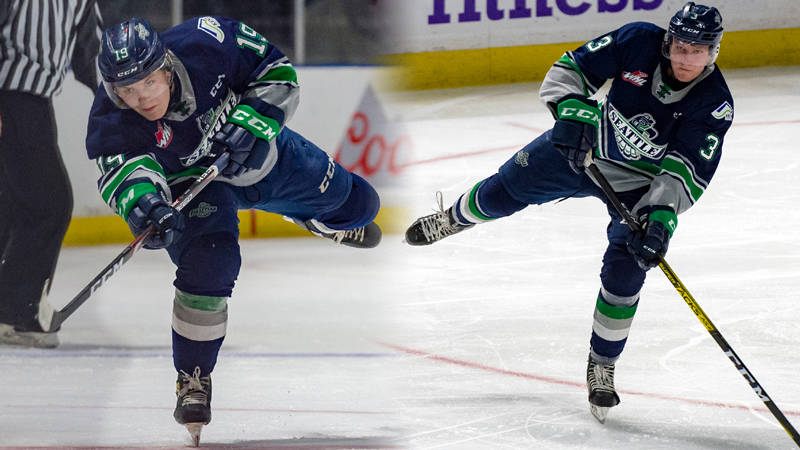 The Seattle Thunderbirds traded left wing Payton Mount, left, and defenseman Cade McNelly to the Vancouver Giants for two draft picks. COURTESY PHOTO, Seattle Thunderbirds