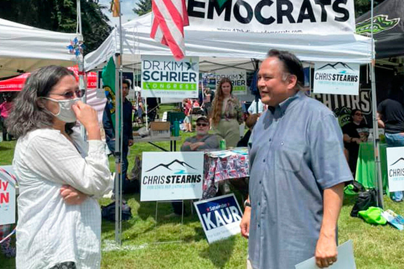 Chris Stearns, right, at a campaign event. COURTESY PHOTO, Chris Stearns