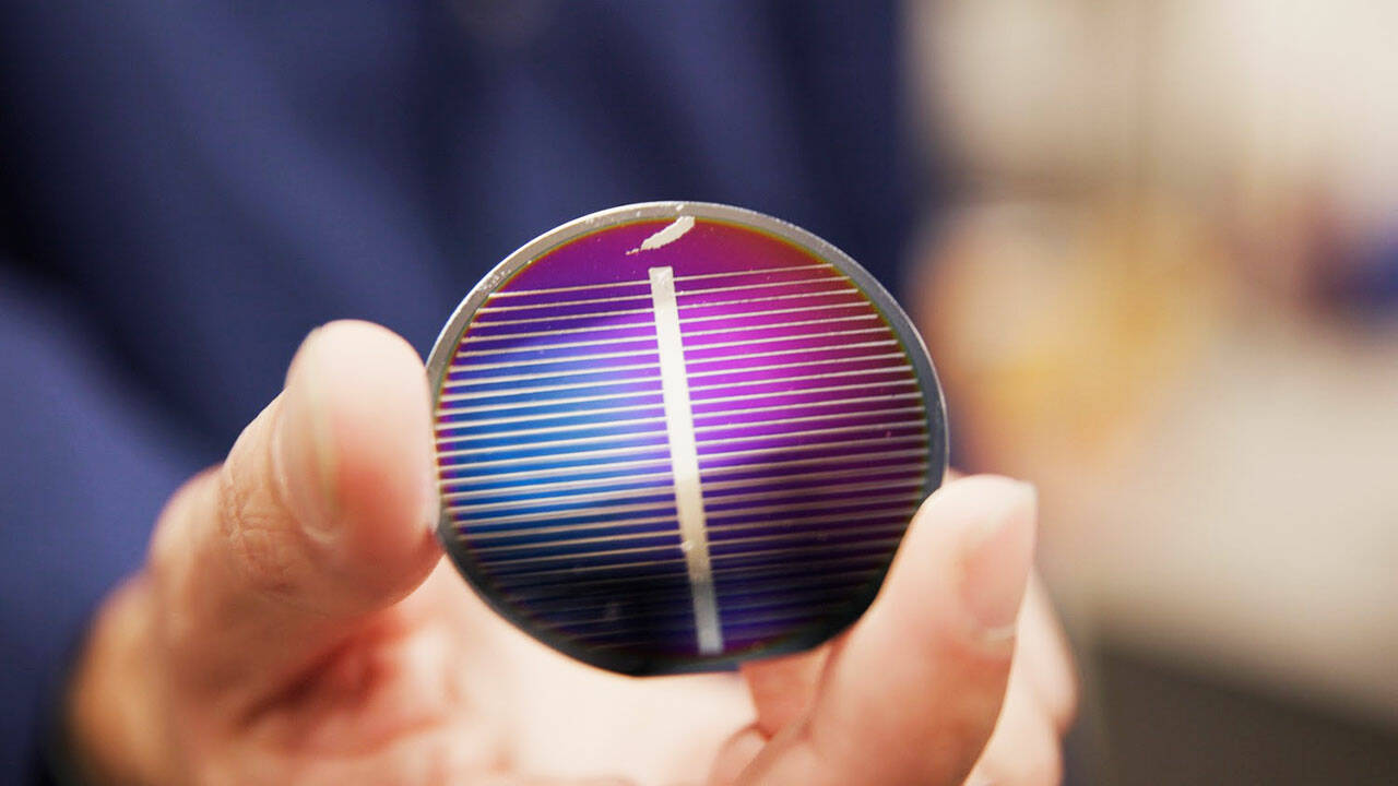 Blue Origin manufactured this working solar cell prototype to turn lunar dust and crushed rock into solar energy on the Moon. COURTESY PHOTO, Blue Origin