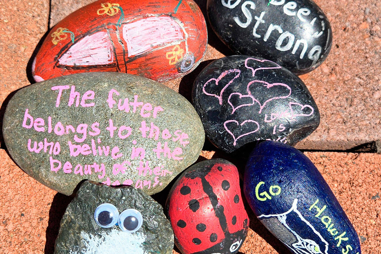 Kiwanis clubs place painted rocks in downtown Kent parks