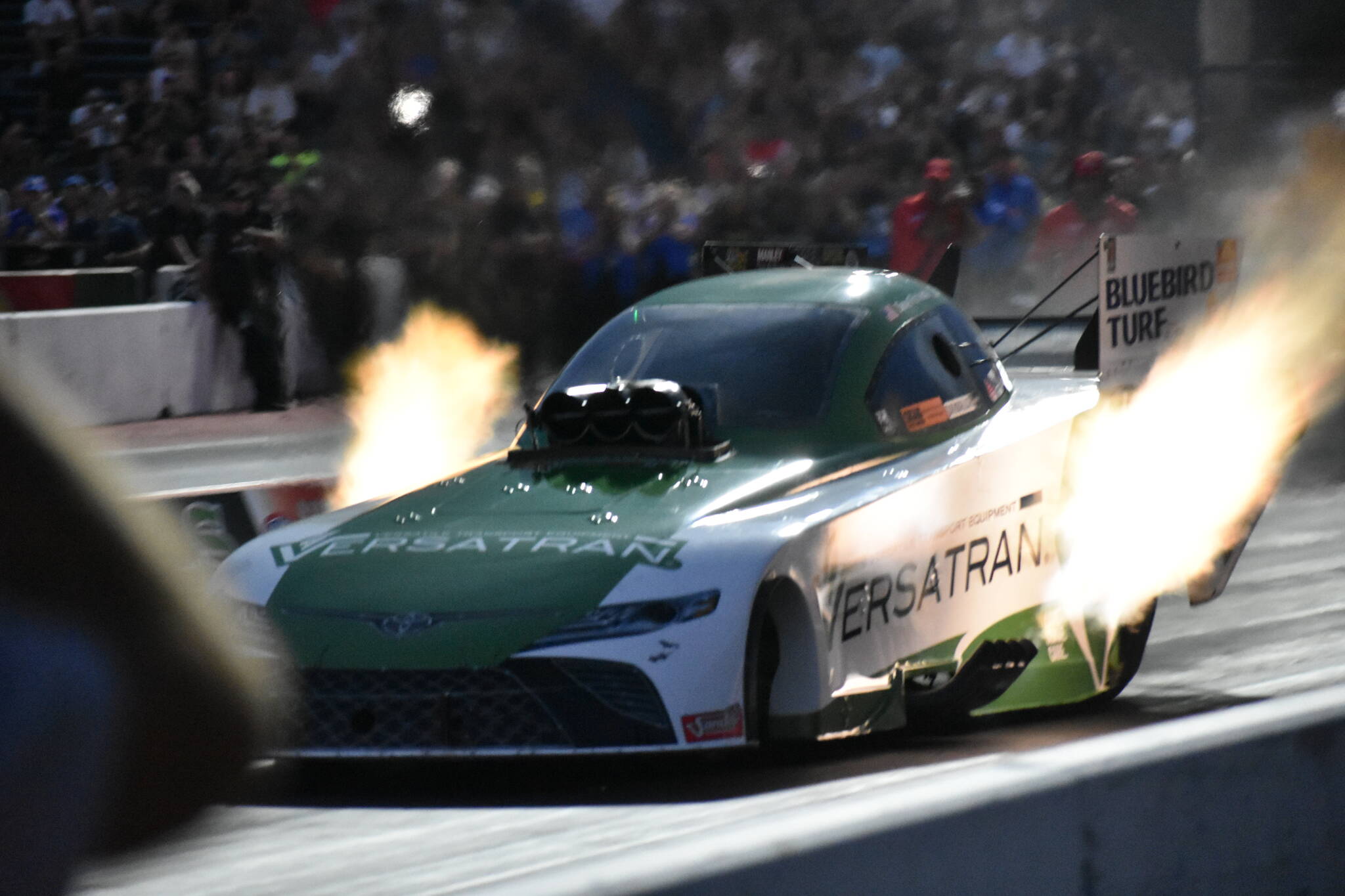 Funny Cars showing off big flames on July 19 at Pacific Raceways. Ben Ray / The Reporter