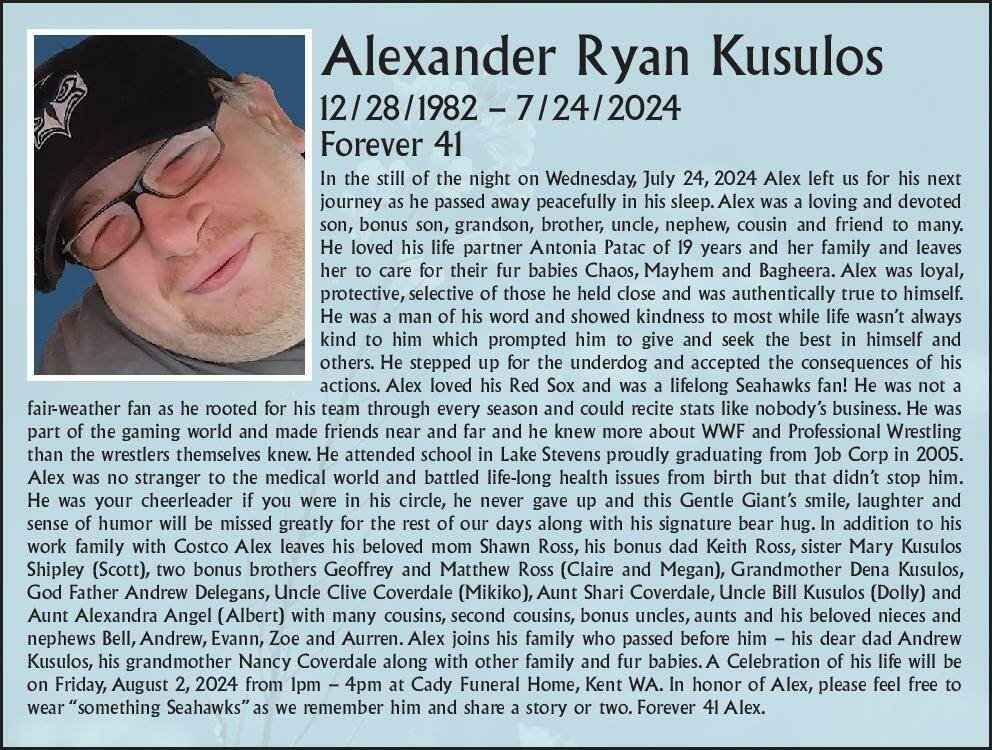 Alexander Ryan Kusulos | Obituary