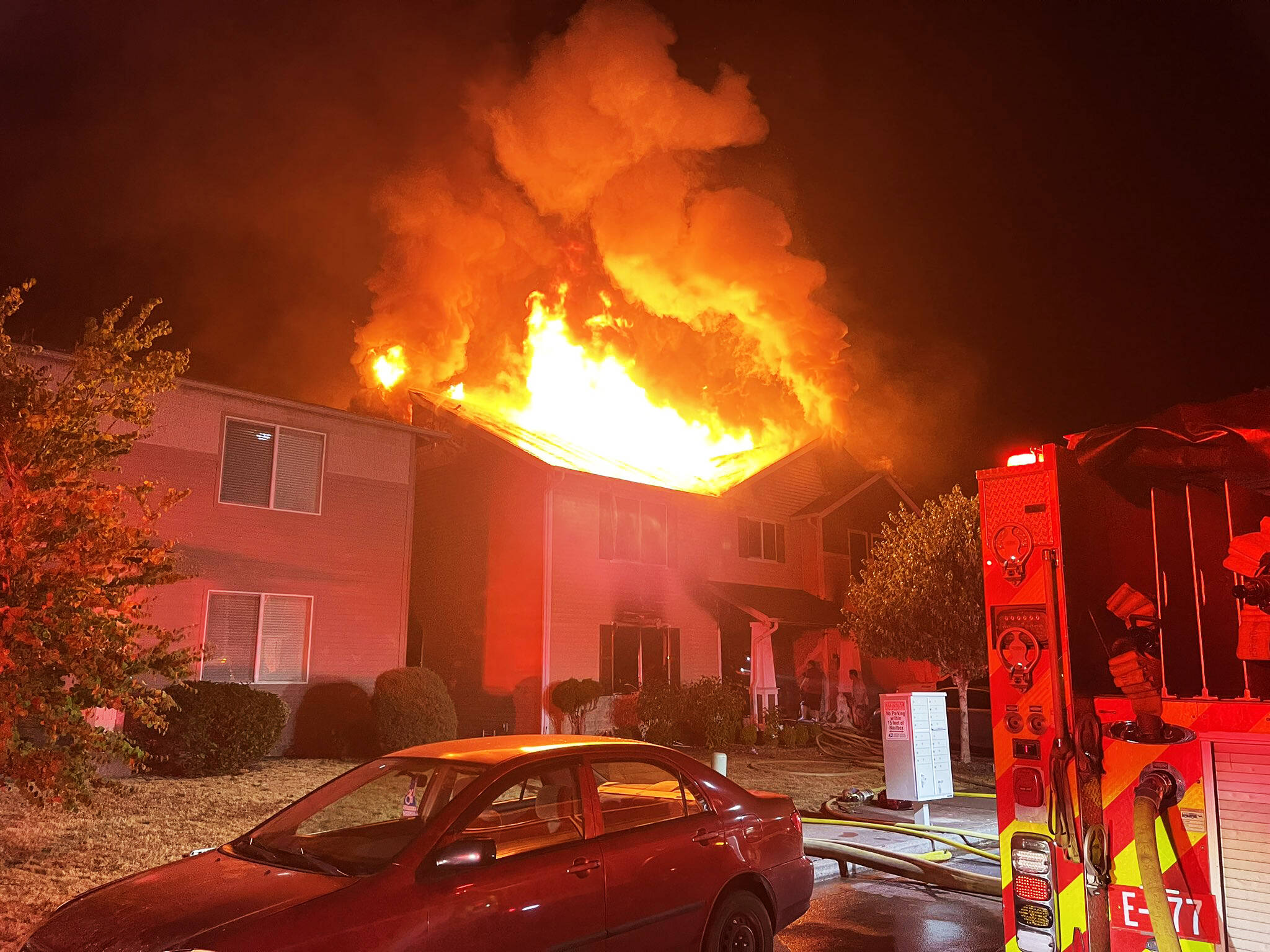 Four people safely escaped Thursday night, Aug. 1 from a house fire in the 22400 block of 134th Place SE. COURTESY PHOTO, Puget Sound Fire