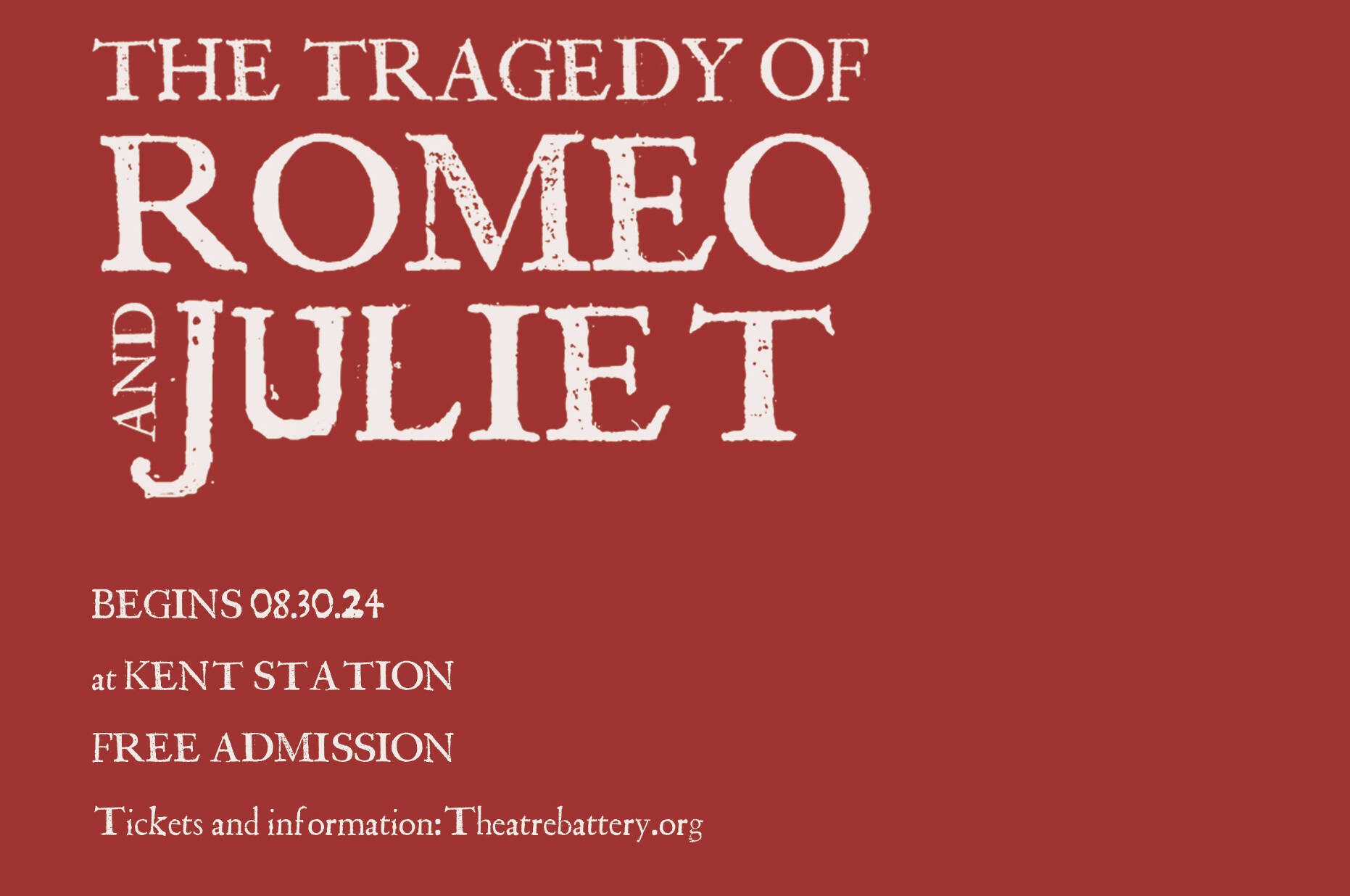 Kent’s Theatre Battery will present “The Tragedy of Romeo and Juliet” on Friday, Saturday and Sunday Aug. 30 to Sept. 15 at the Kent Station shopping center. COURTESY IMAGE, Theatre Battery