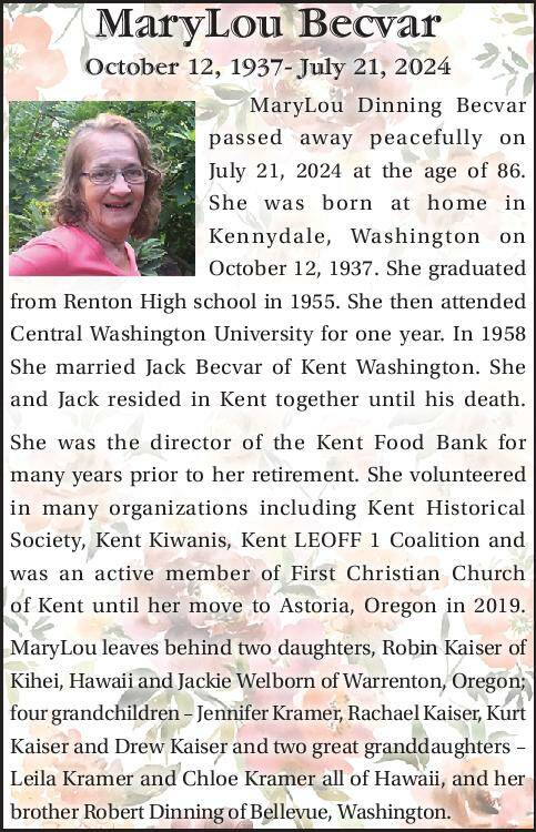 MaryLou Becvar | Obituary