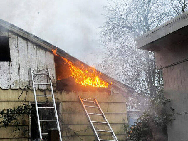 A Feb. 2 house fire at 115 Naden Ave. S., in Kent, the first of four fires at the house in the last seven months. COURTESY PHOTO, Puget Sound Fire